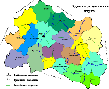 Подробная карта Орловской области